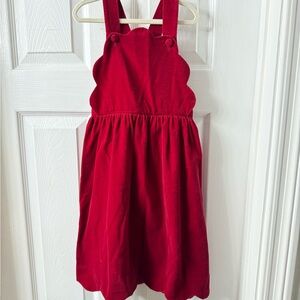 Red Scalloped Pinafore Dress